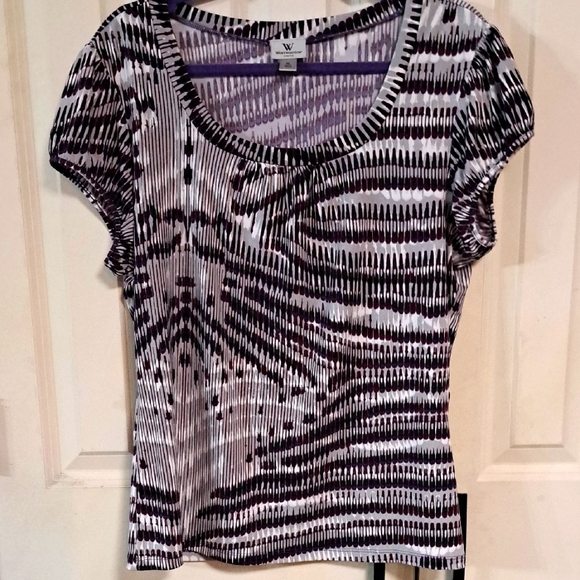 Worthington Black and White Short Sleeve Top - Picture 1 of 3